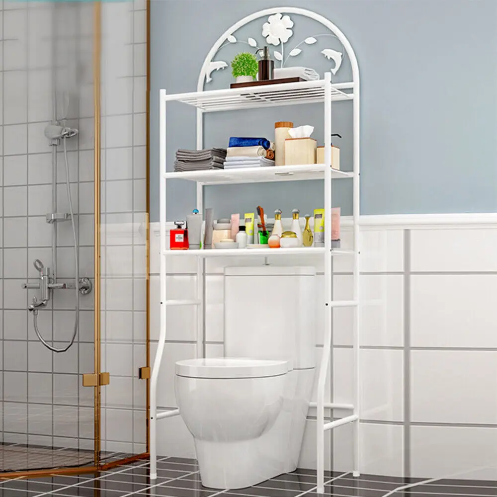 Homfa Over The Toilet Storage, 2 Tier Bathroom Organizer with  Multi-Functional Shelves, Toilet Storage Rack, White 