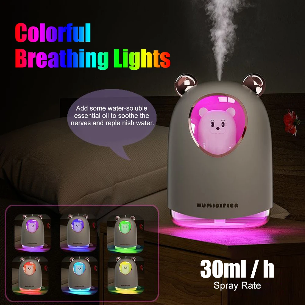 Mini humidificador, humidificador pequeño, luz ambiental colorida, 2 modos  de pulverización humidificadores portátiles