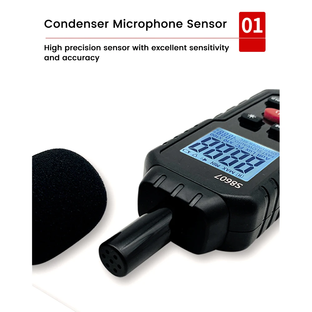 30-130dB Digital Audio Sound Level Meter DB Measuring Instrument Mini Sonometer Decibelimetro Portable Noise Decibel Monitor 2