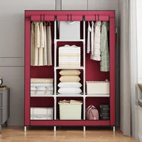 Portable Closet Large Household Multi-laye Economy Fabric Wardrobe Dustproof Rental Room Single Person Closet Clothes Organizer 2