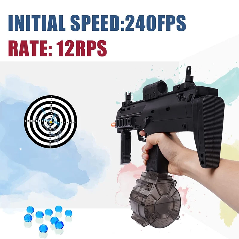Electric UZI Trainer Toy Gun Automatic Gel Blaster Splatter Ball