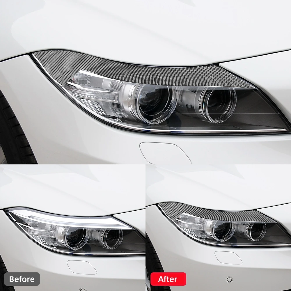 BMW Z4 시리즈 E89 2009-2015 자동차 액세서리 탄소 섬유 자동차 헤드라이트 눈썹 눈꺼풀 트림 커버 장식 스티커