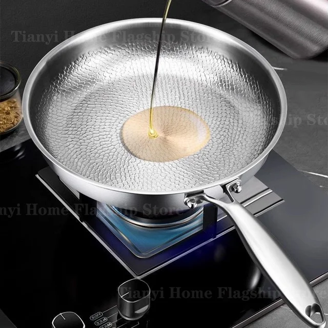 Poêle à frire en acier inoxydable titane 22/24/26/28/30 cm, antiadhésive, wok, poêle à œufs, poêle à steak, cuisinière à induction, cuisinière à gaz, ustensiles de cuisine 1