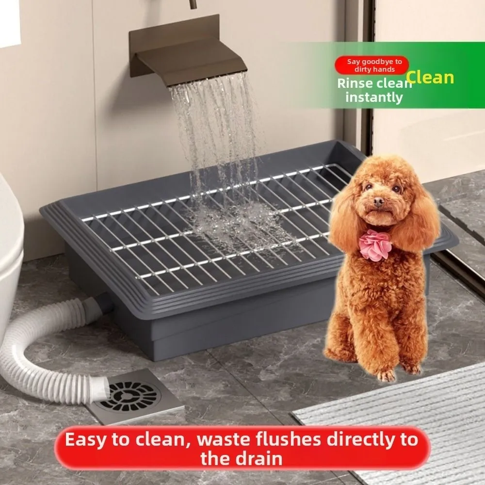 Toilette Portatile per Cani Anti-Schizzi e Lavabile, Vassoio Antiscivolo e Impermeabile per Cuccioli, Toilette per Addestramento Cani da Interno - immagine 3