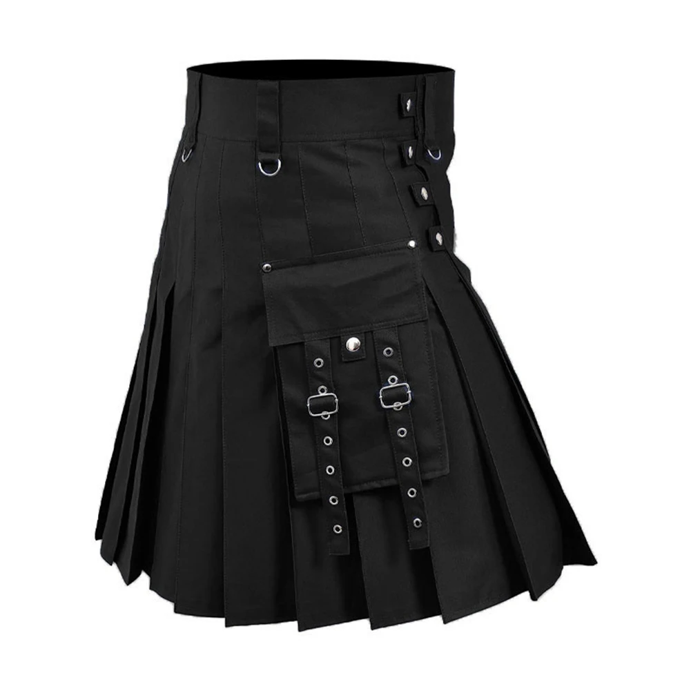 

Традиционное мужское шотландское платье Highland, однотонная плиссированная юбка Kilt S 3XL, Удобная Короткая длина