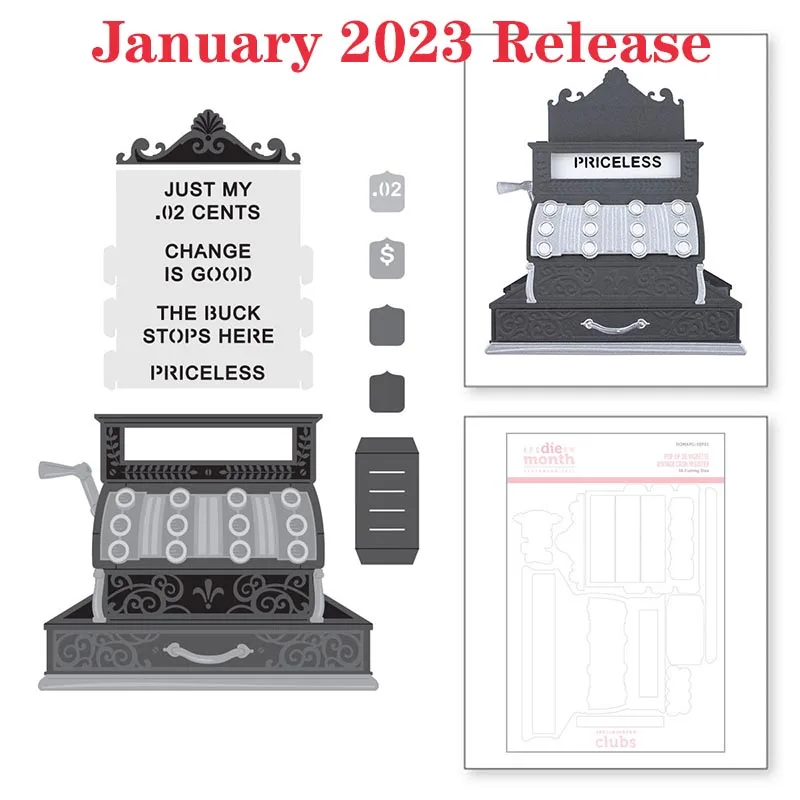 Vintage Cash Register February 2023 Release Metal Cutting Dies Craft Embossing Make Paper