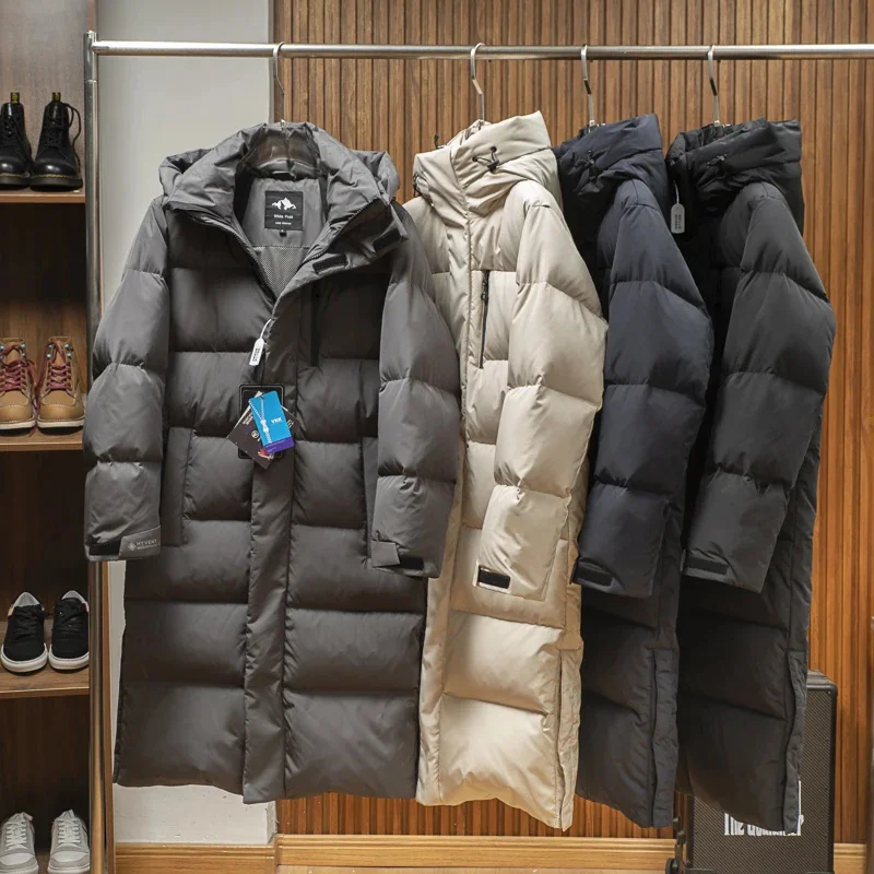 

New 90% Grey Goose Down Jacket Men Super Thick Long Jackets for Winter Hooded Coats Waterproof Couple Puffer