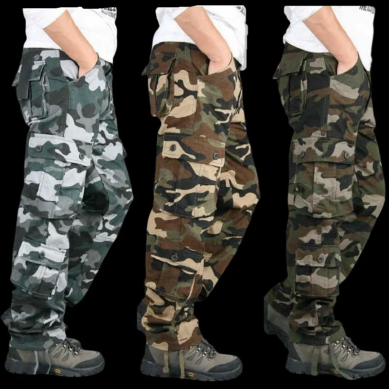 

Men's Camouflage Pants Men Casual Cargo Cotton Camo Trousers Big Pocket Cargo Pants Size 28-38