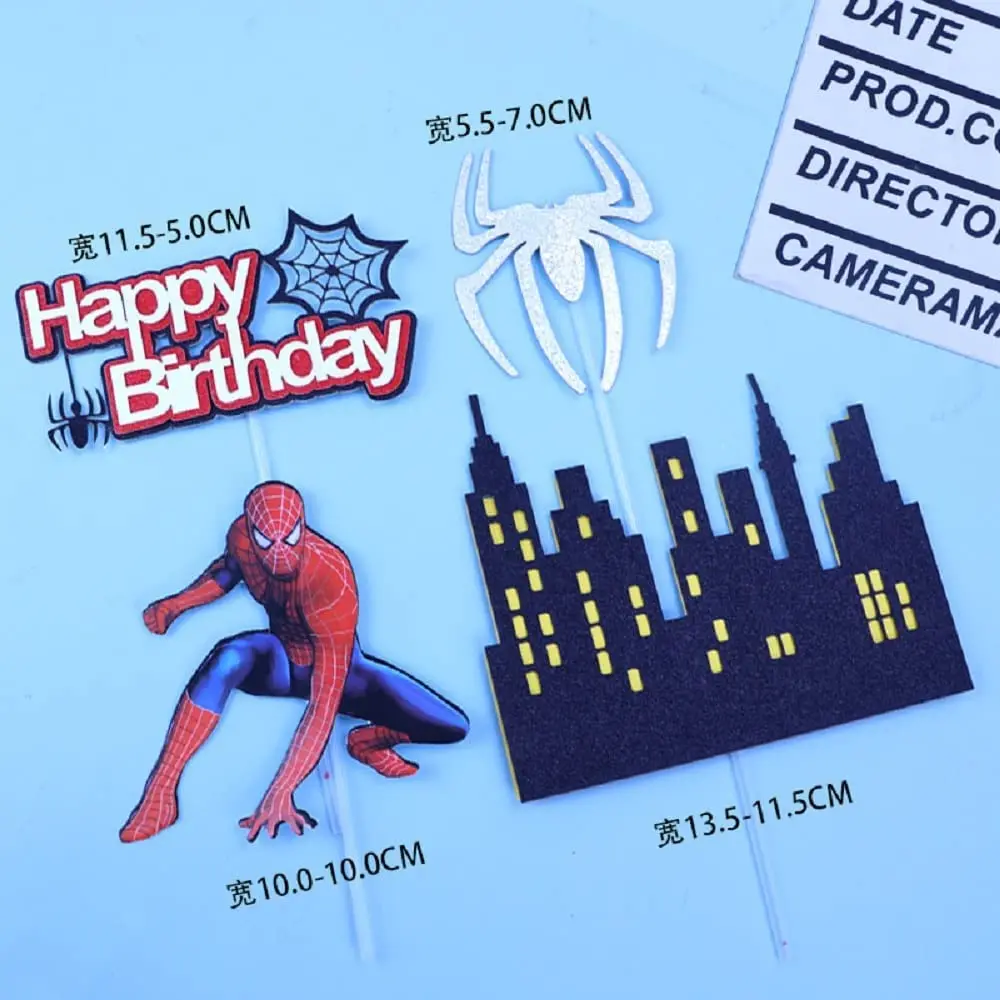Spiderman Party Supplies Spiderman Party Toys Birthday Party Supplies Cake Decoration Toppers Super Hero Spiderman Cake Topper Set for Kids Boys Cartoon Movie Themed Happy Birthday