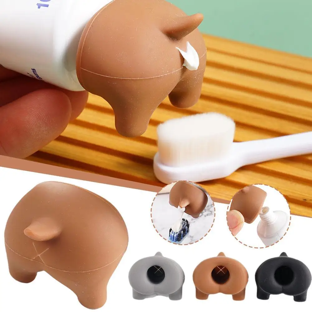 

Silicone Dog Butt Toothpaste Topper Funny Toothpaste Dispenser Pooping Toothpaste Cap 3 Colors
