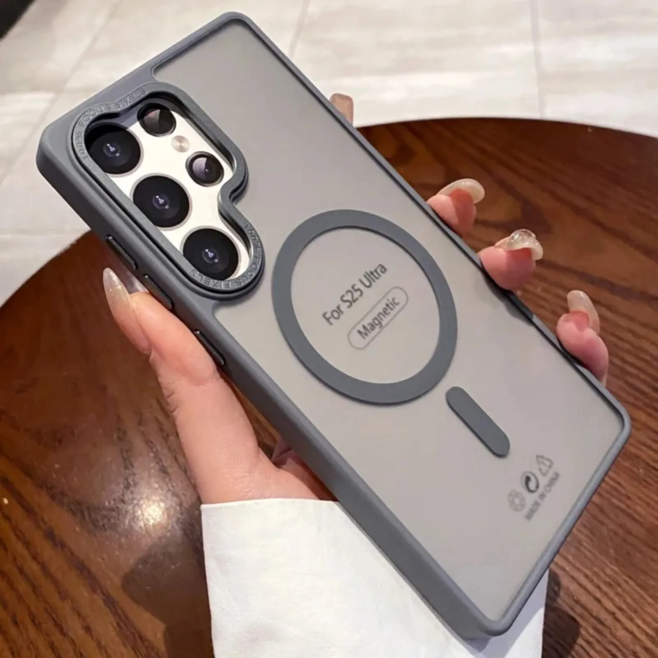 Luxury Matte Clear Magnetic Wireless Charging Shockproof Bumper Cover