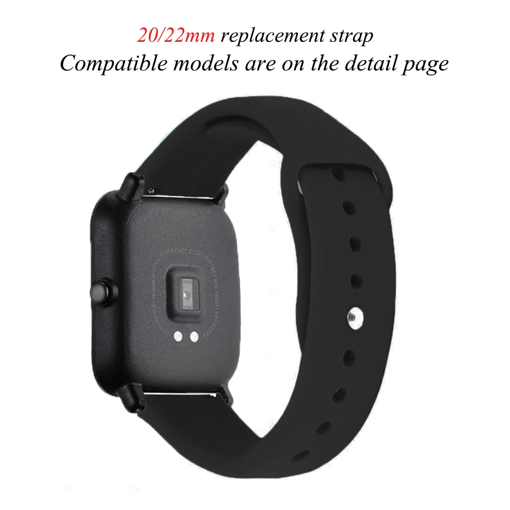 

Ремешок силиконовый для Amazfit GTS 2 2e, браслет для GTS2 Mini GTR 42 мм/47 мм, браслет для Amazfit bip/pace, 20 мм/22 мм