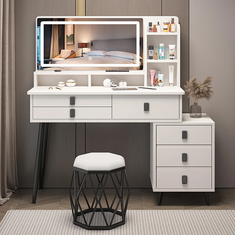 Scrivania Vanity Con Sgabello Imbottito In PU – Seduta Confortevole Per Trucco E Toeletta - 2