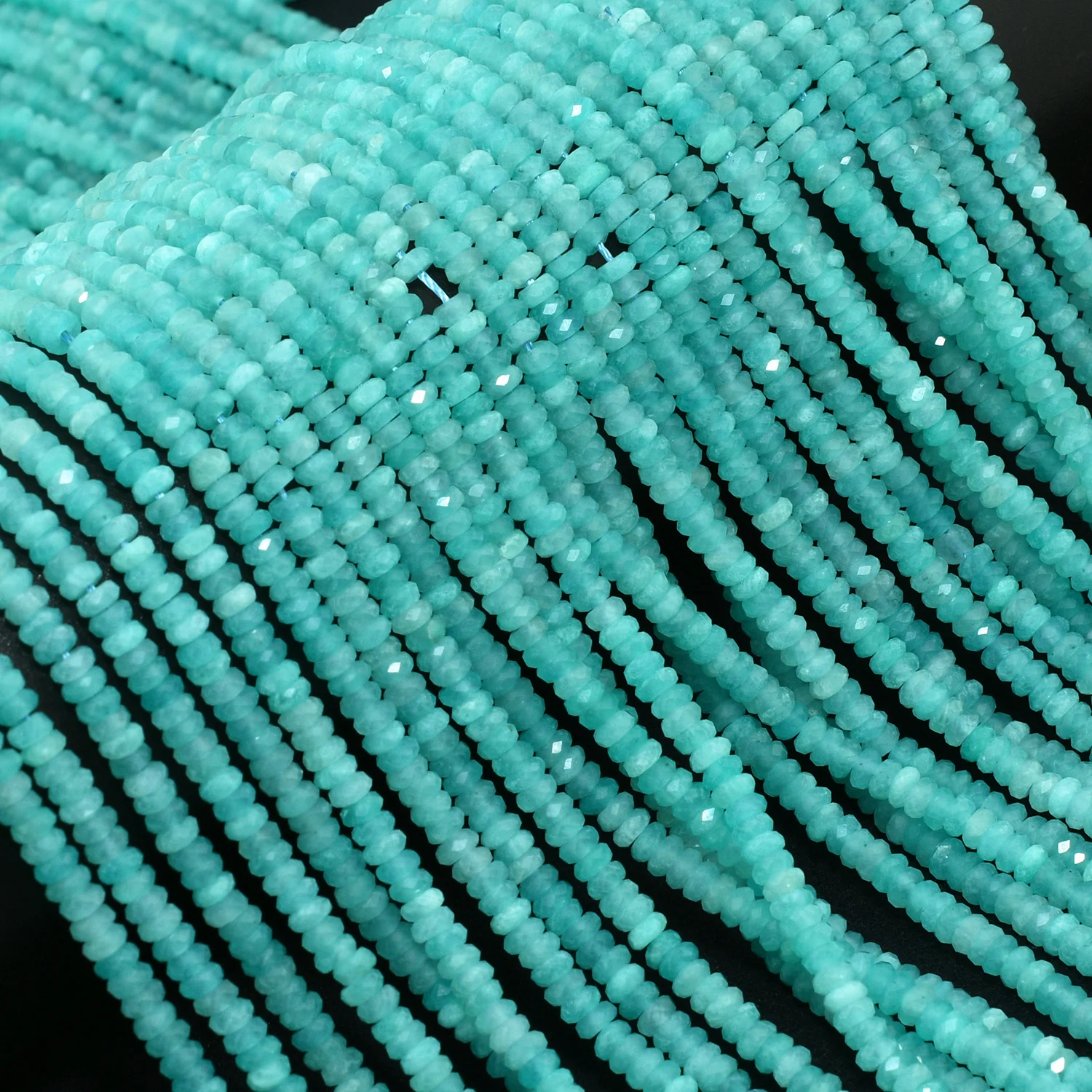 Natural Peruvian Amazonite Faceted Slice Rondelle Beads