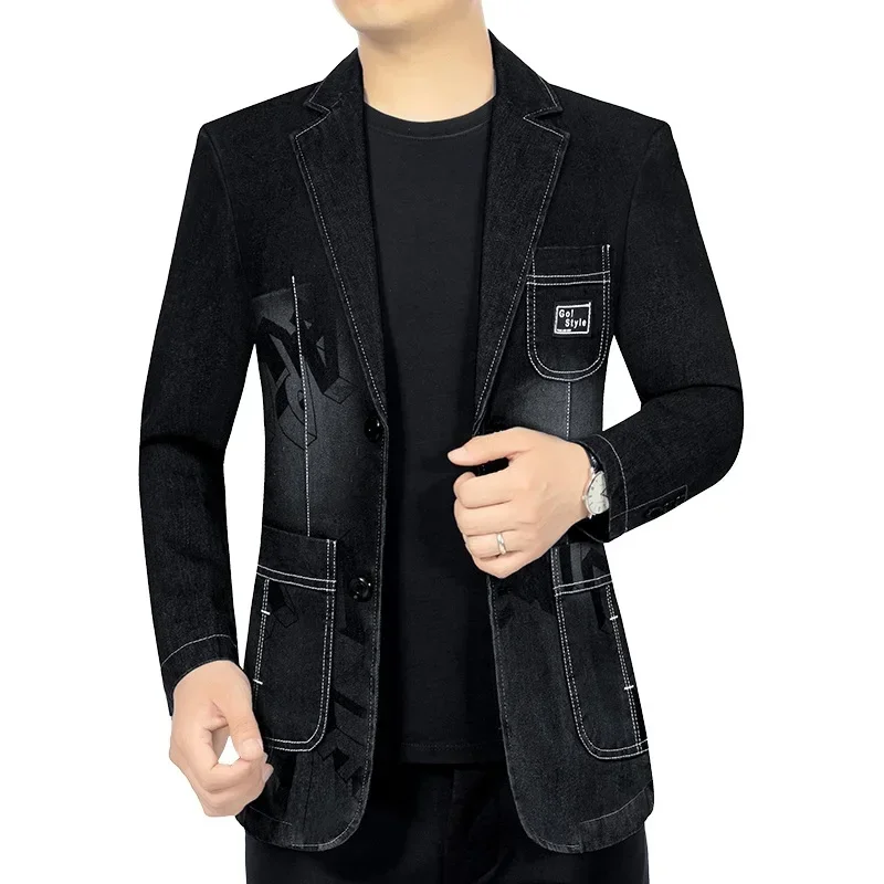 Men's Casual Denim Blazer Jackets Size 4XL