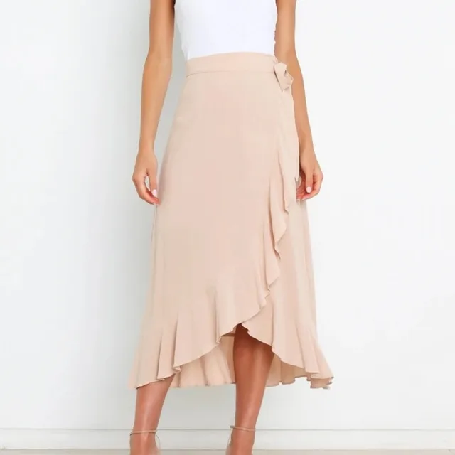 Long skirts with lace up ruffles