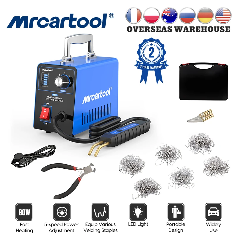 

MRCARTOOL C210 Plastic Stapler Repair Welder Portable Welding Machine 80W 110V 220V Handheld Arc Welder Tool Set