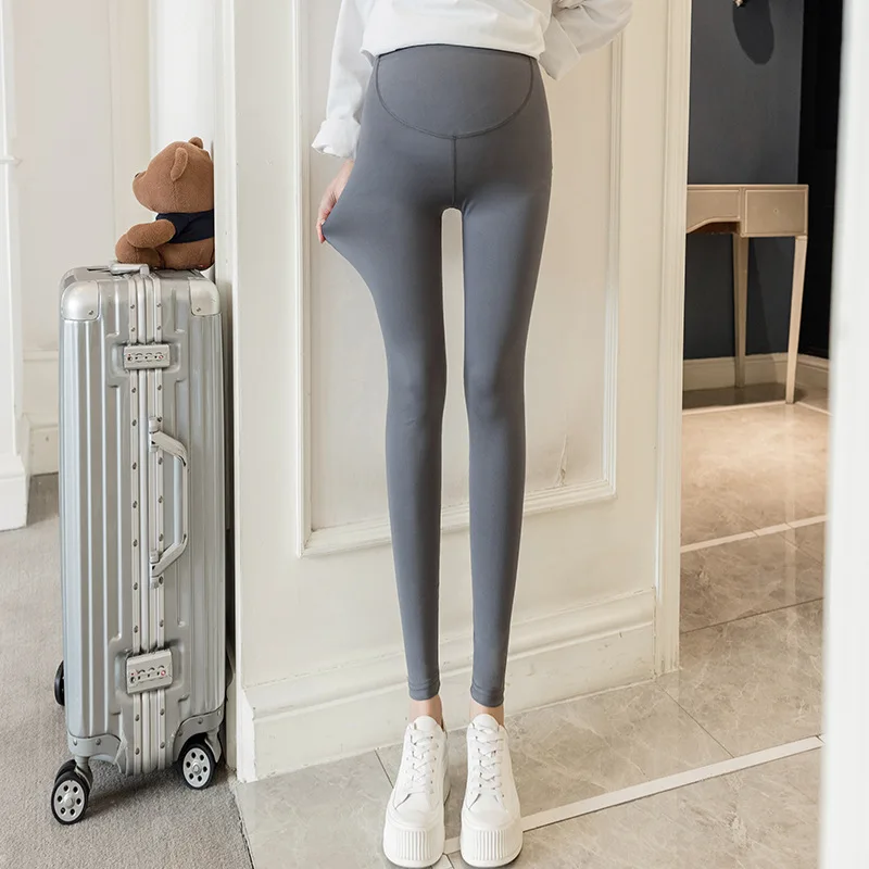 1812 #Pregnant Women's Shark Pants Spring and Autumn Elastic Sports Leggings Belly Support Thin Outerwear for Trendy Moms