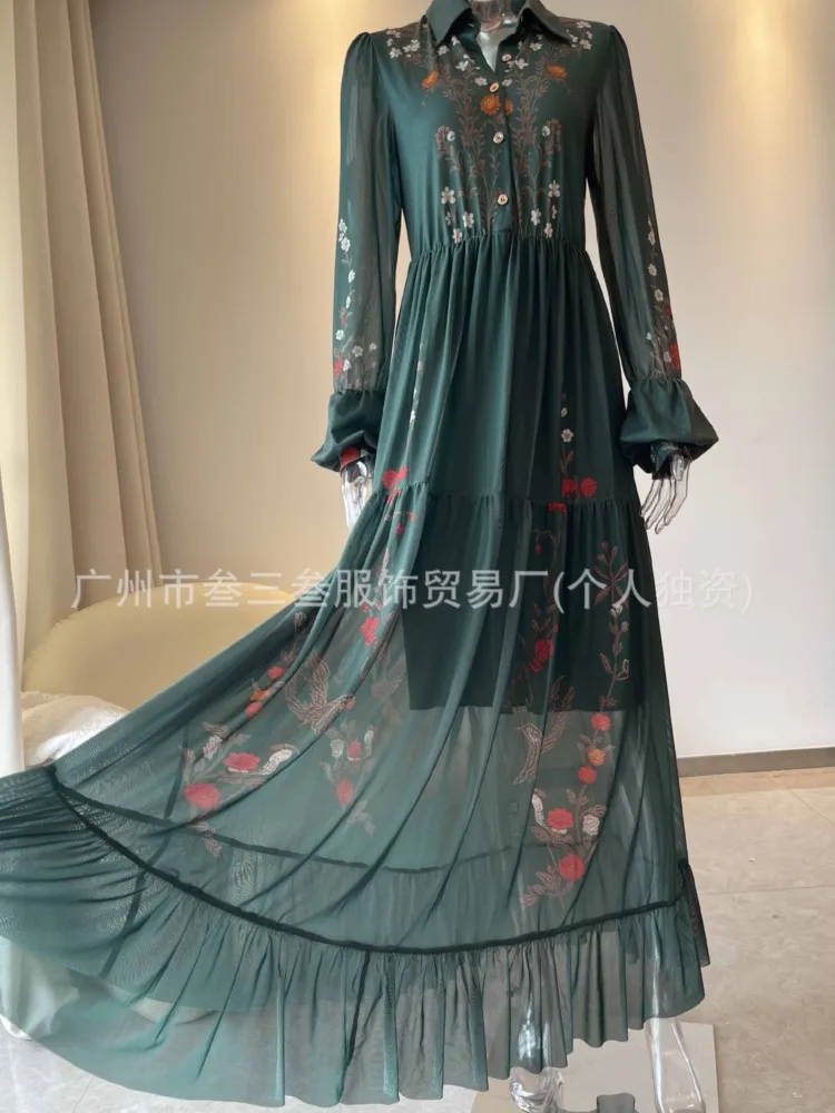 فستان مطبوع عتيق على الموضة للنساء كاجوال بأكمام ط...