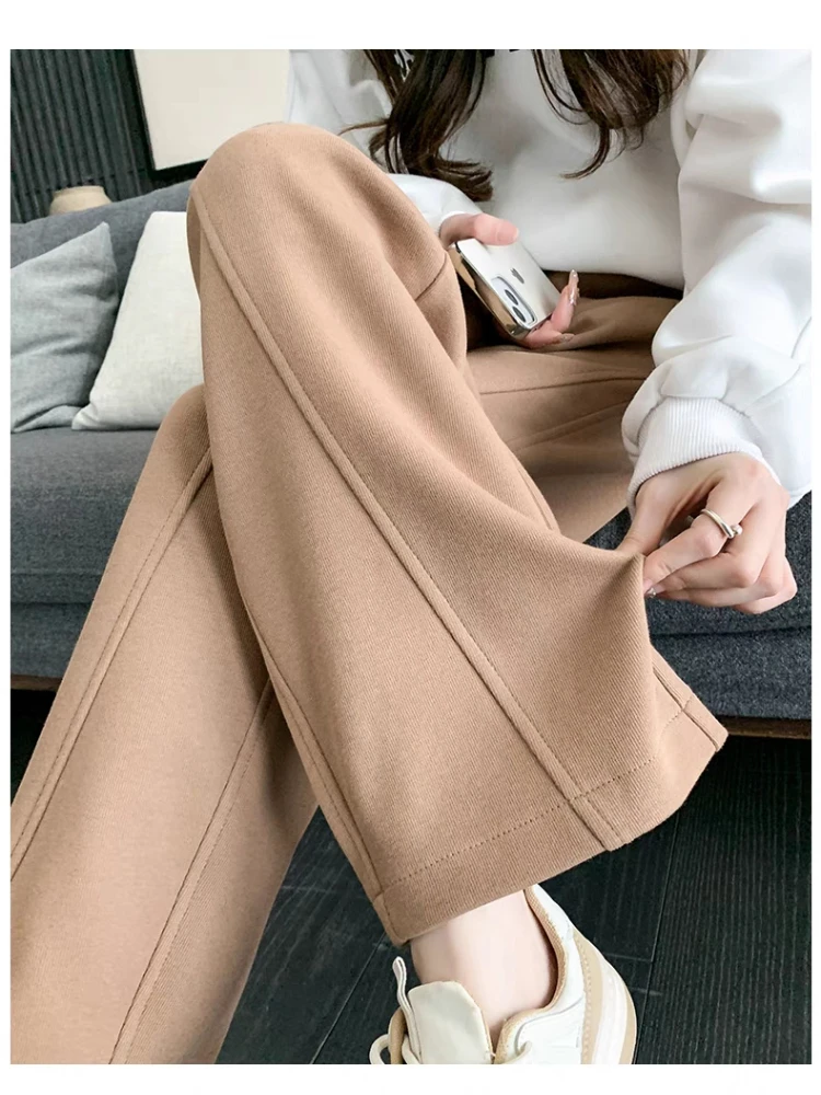 Autumn Maternity Casual Trousers High Waist Striped Patchwork Floor-length Pregnant Woman Wide Leg Pants Loose Pregnancy Clothes 2023 autumn clothes women plus size straight pants loose high waist stripe casual wide leg trousers f22 2222