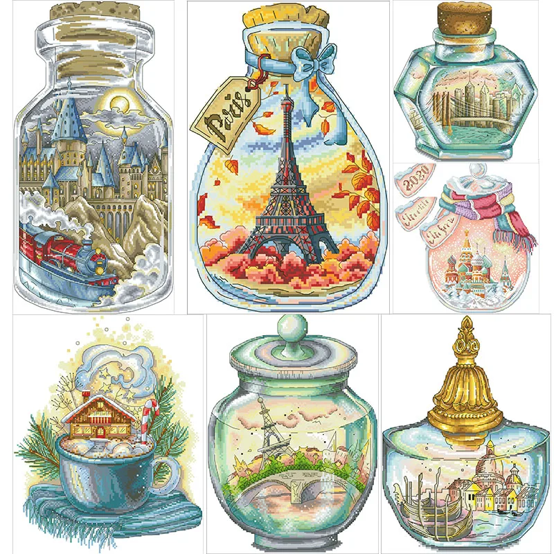Cross Stitch Kit Landscape Series Cross Stitch Kits Patterns Unprinted Fabric Embroidery Needlework Sets 11 14CT DIY Sewing Craft Canvas Painting