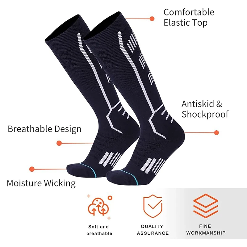 Ski Socks Merino Wool Adult Youth Compression Winter Thermal Kneed-High Skiing Snowboarding Hunting