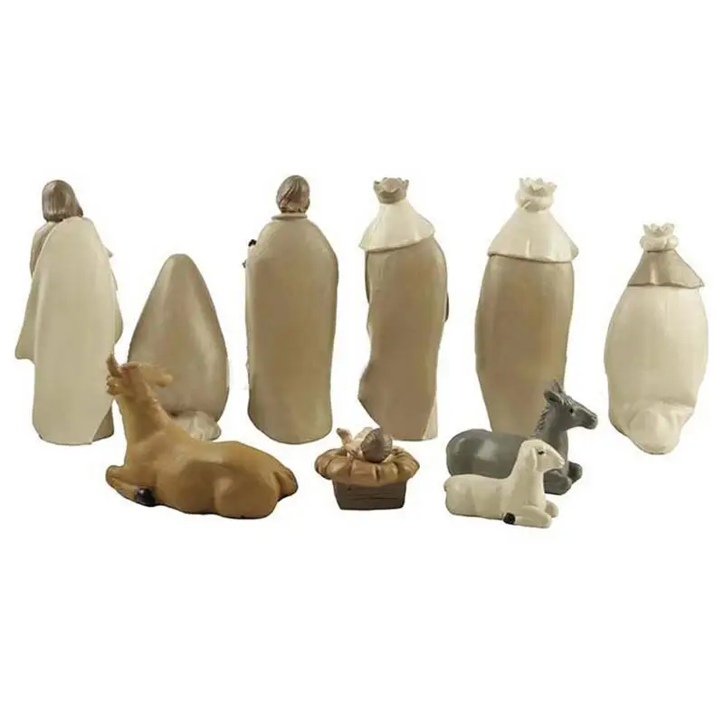 

11pcs/Set Resin Sacred Holy Nativity Figurine Portable Christmas Nativity Figure Set Flexible Christ Birth Of Jesus Ornaments