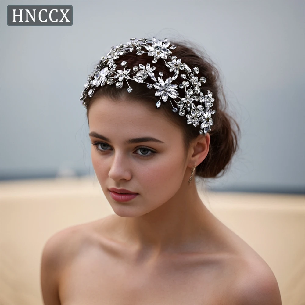 

HNCCX Wedding Hairpiece With Rhinestone Flowers Bridal Headband Woman Party Headwear Valentine Hair Accessories CP402