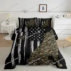 Grey Camo Comforter Bedding Set Full Size, Camouflage Army Design Bedding Collections for Kid Boy, Soft All-Season Bed Set 5