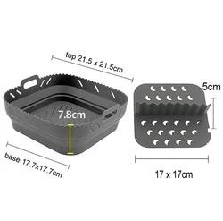 Square Silicone Air Fryer Basket and Grill Rack Set - Reusable, Foldable, BPA-Free Baking Tray Accessories (Silicone basket set)
