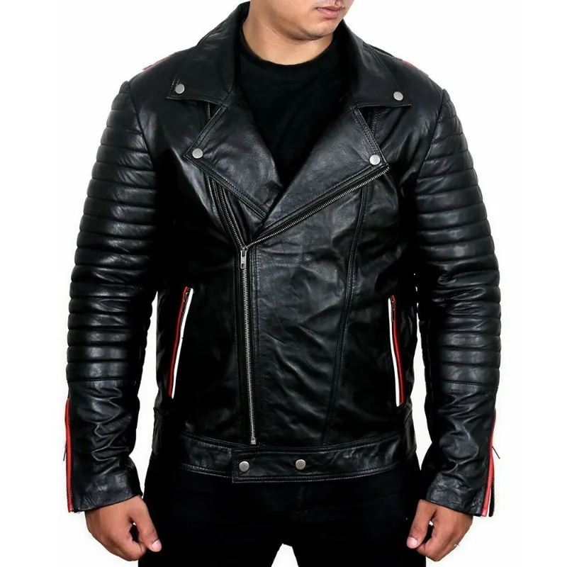 Blue Valentine Black Moto Biker 100% Real Leather Jacket for Men Fashion Trends