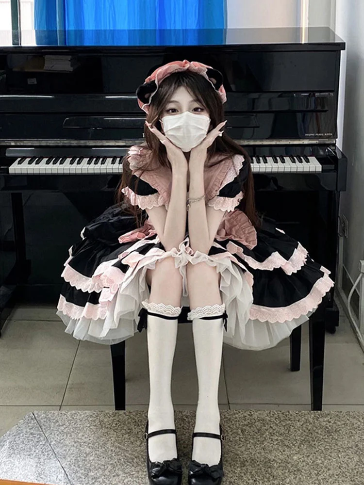 

Lolita Dress Women's Spring 2023 New Sweet Lolita Poncho Dress Cosplay Dress Tokisaki Kurumi Animation Princess Dress