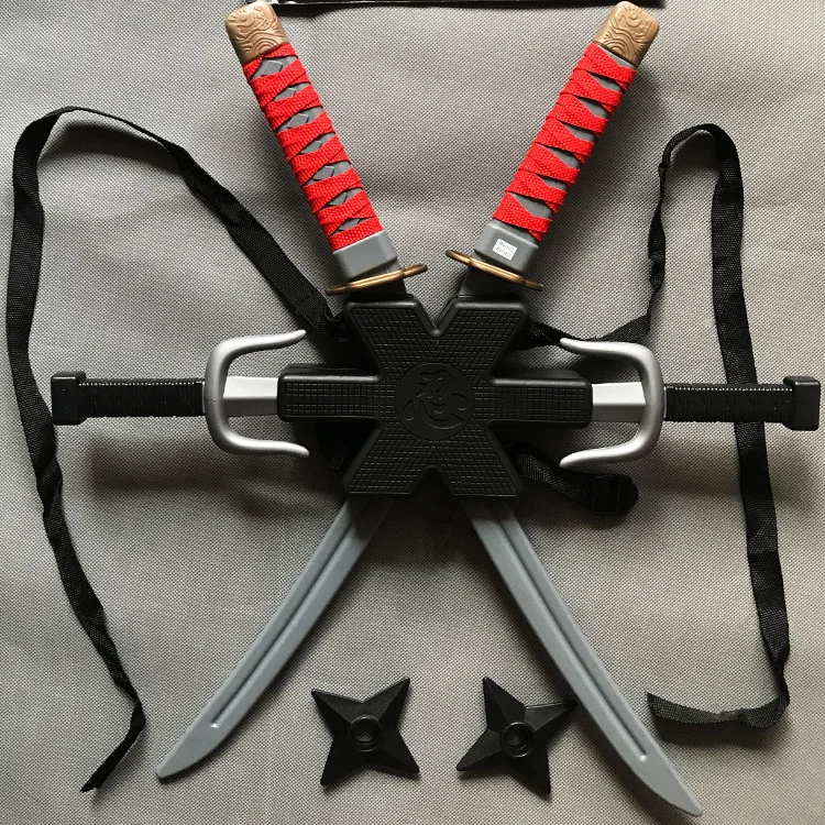 56cm Halloween Samurai Ninja Retro Long Knife Daggers 7 Pieces in A Set Deadpool Double Sword Cosplay Props Model Gift Toys Kids 5