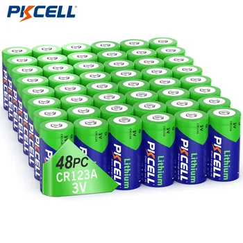 48PC PKCELL CR123A 3V Batteria CR17345 Batterie al litio non ricaricabili V123 KL123LA CR123R DL123A Batteria al litio da 3 Volt