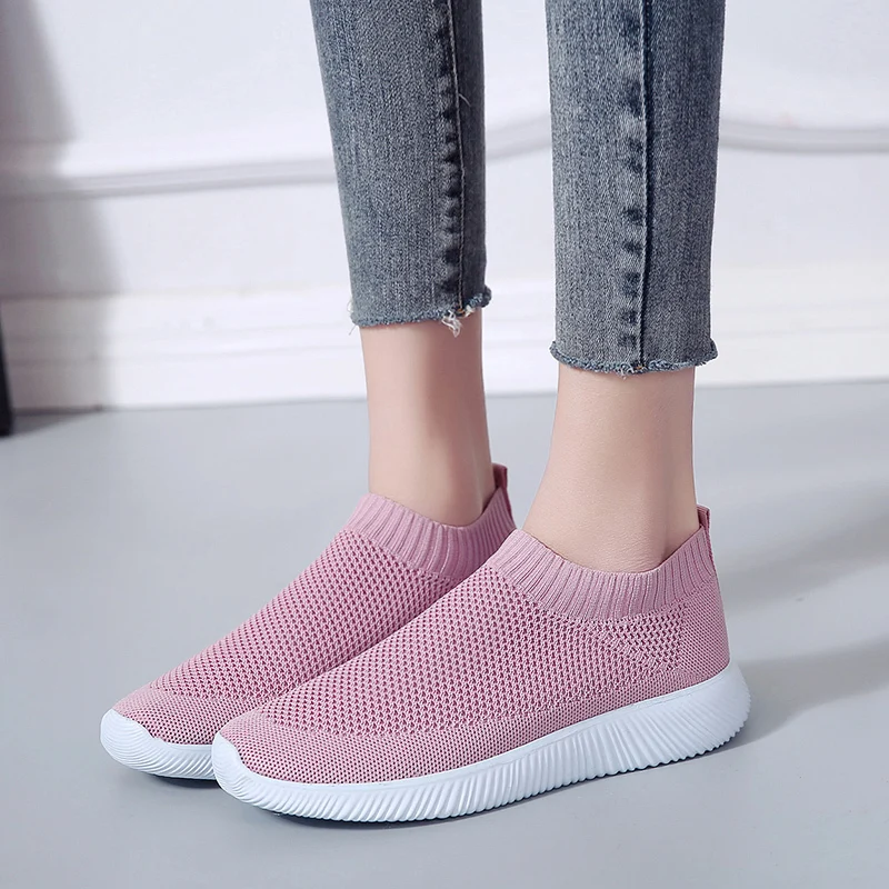 

Breathable Mesh Platform Sneakers Women Comfort Soft Sole Elastic Knit Flat Shoes Woman 2023 New Parent-child flat loafers women