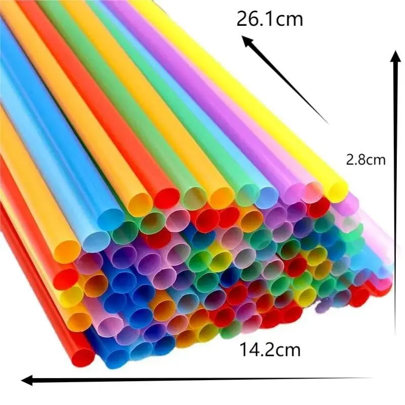 Disposable Plastic Straws 100PCS Colorful Party Event Drinking Straws Flexible Large Straight Tube Straw Bar Accessories 6*190mm