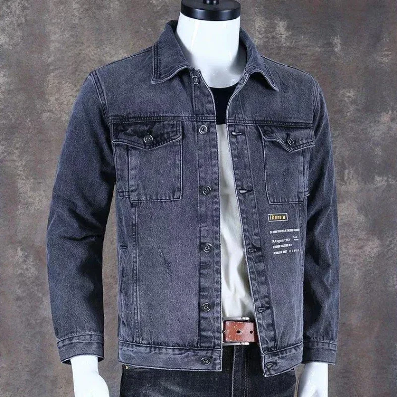 

Denim Jackets Man Autumn Wide Shoulders Jeans Coat for Men Cargo Menswear Branded in Lowest Price of Fabric Trendy on Board G