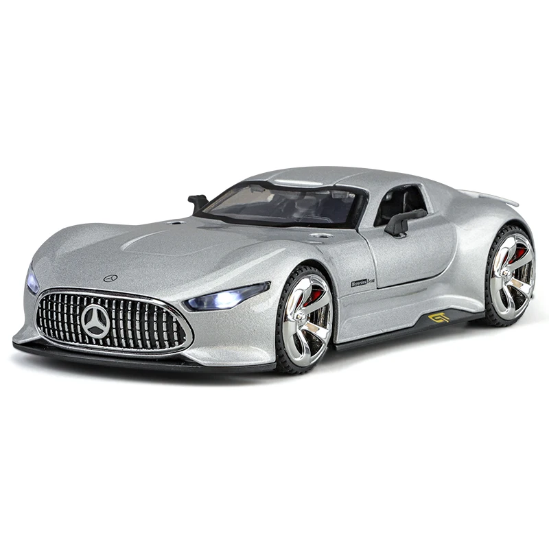 Modellino Auto TGRCM-CZ 1/32 AMG GT Vision, In Lega Di Zinco, Con Suono E Luci, Porte Apribili, Funzione A Strappo, Nero