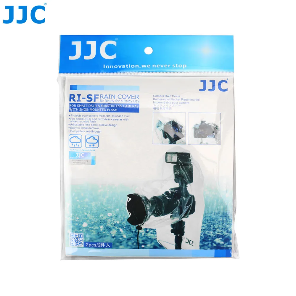 JJC 2 Pcs Camera Rain Cover with Flash Cover Waterproof Camera Bag Raincoat for Iconic Brand A6600 A6500 A7IV A7III Nikon Z7 Z6 Z5