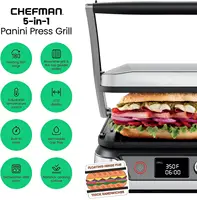 5-in-1 Digital Panini Press Grill Sandwich Maker and Griddle Grill Combo with Removable, Reversible Dishwasher-Safe Gril 2