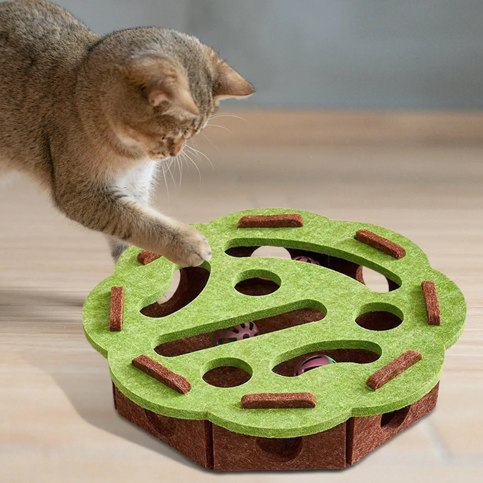 Cat Puzzle Toy Cat Toys Interactive Puzzle Box Felt Pet Supplies with Bell Kitten Accessories Maze Game for Enrichment Mental