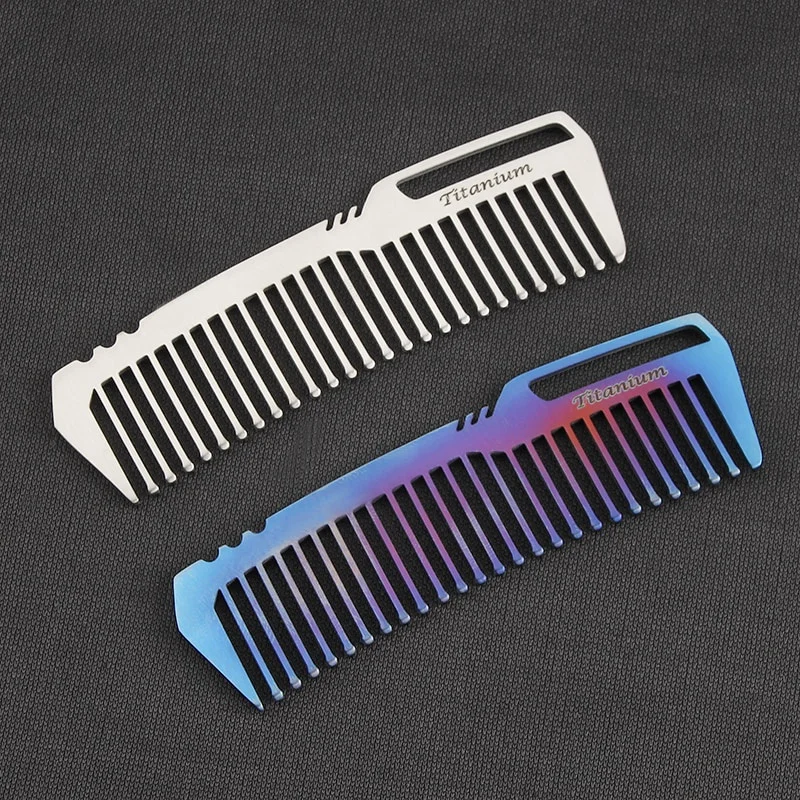 Compact Titanium Alloy Hair Comb - Ultra-Light & Portable for Outdoor and Barber Use