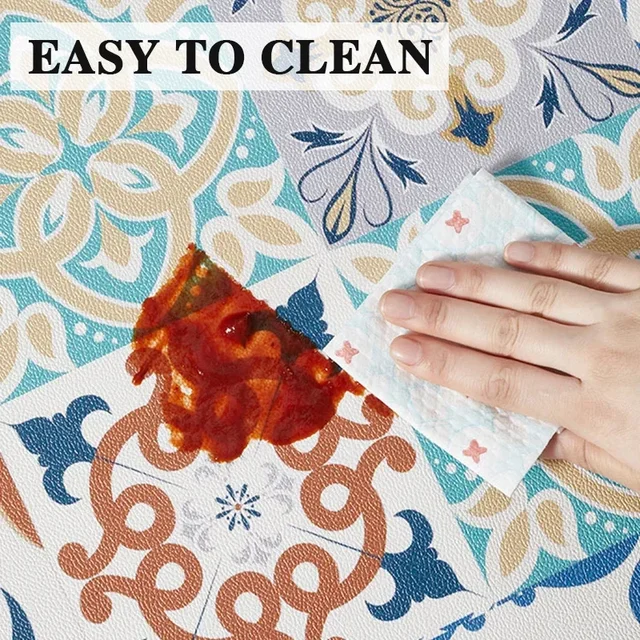 Tappetino da cucina Tappeto in pelle impermeabile in PVC Tappeti neri Tappetini lunghi Tappetini antiscivolo resistenti all'olio Tappeto moderno per la decorazione della casa  6