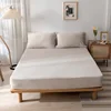 100% Cotton Yarn-dyed Jersey Fabric Fitted Sheet With Elastic Around Mattress Protect Super Soft Flat Sheet Straight Corner 2