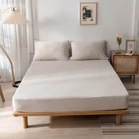 100% Cotton Yarn-dyed Jersey Fabric Fitted Sheet With Elastic Around Mattress Protect Super Soft Flat Sheet Straight Corner 2