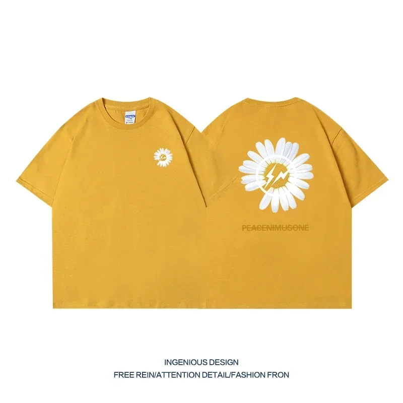 2025 Summer New Trendy Brand T-shirt Men's Summer High-quality Ins Creative Pure Cotton Half-sleeved Loose Couple T-shirt 3