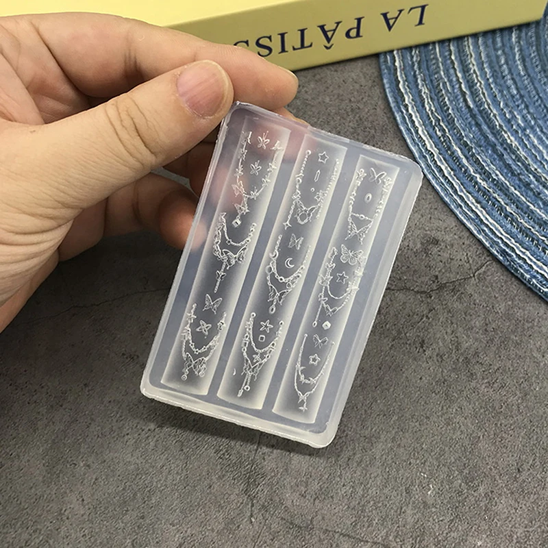 새로운 리본 모양 비즈 체인 리본 3D 실리콘 몰드 네일 아트 장식 DIY 디자인 실리콘 네일 아트 몰드 템플릿 네일 참 장