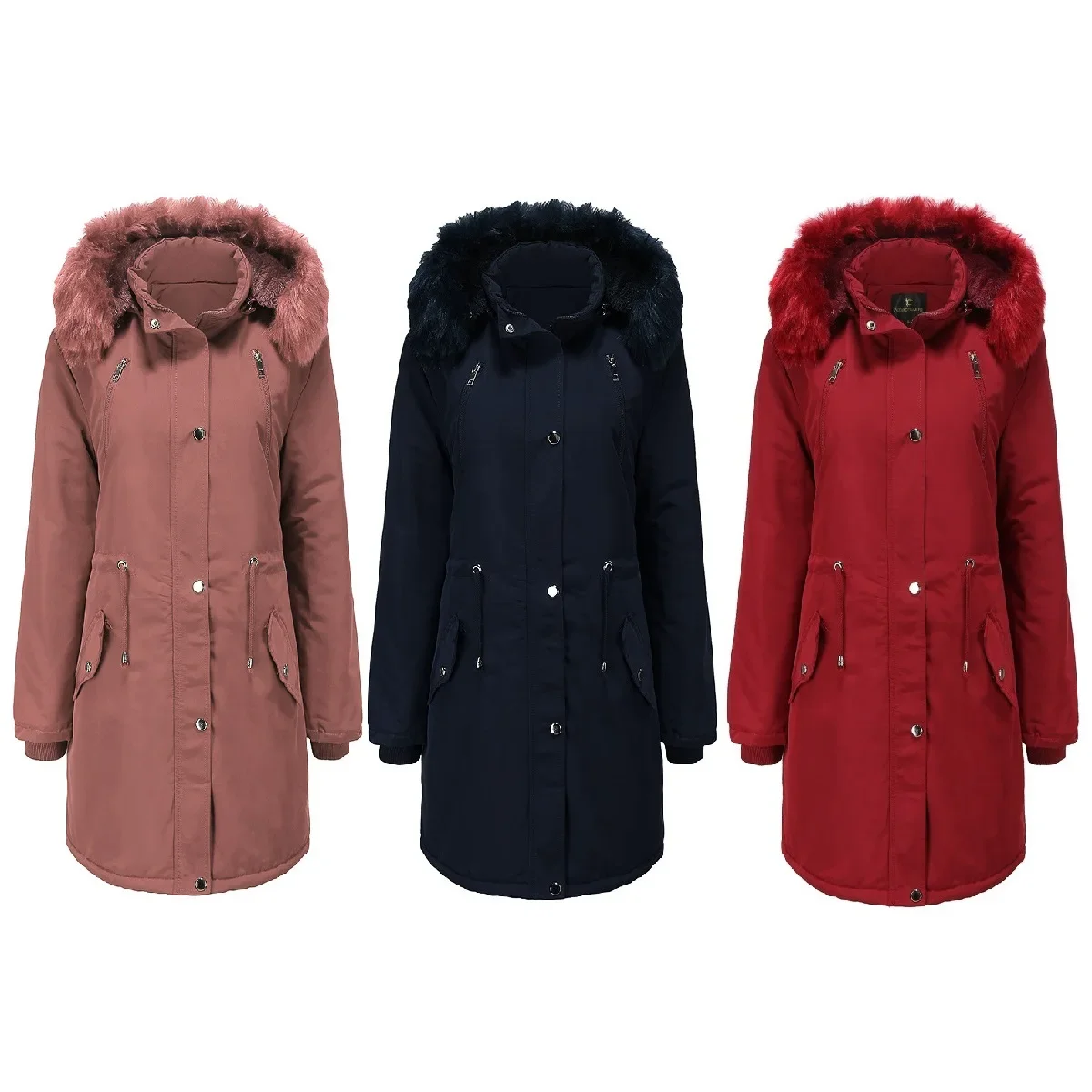 Maternity Outerwear Women Warm Thicken Parka Fleece Coat Pregnancy Winter Jacket with Removable Fur Hood