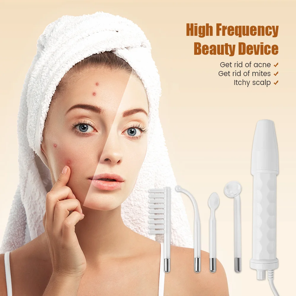 4pcs High Frequency Facial skin care wand device Acne Treatment Tool HF Hair Care Device Professional Kit with gift Box 3