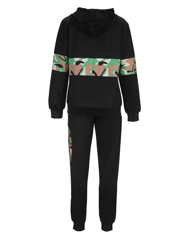 Wmstar 2 Piece Sets Women Clothing Autumn Winter Fashion Camouflage Splicing Casual Sports Pants Set Wholesale Dropshipping 2024